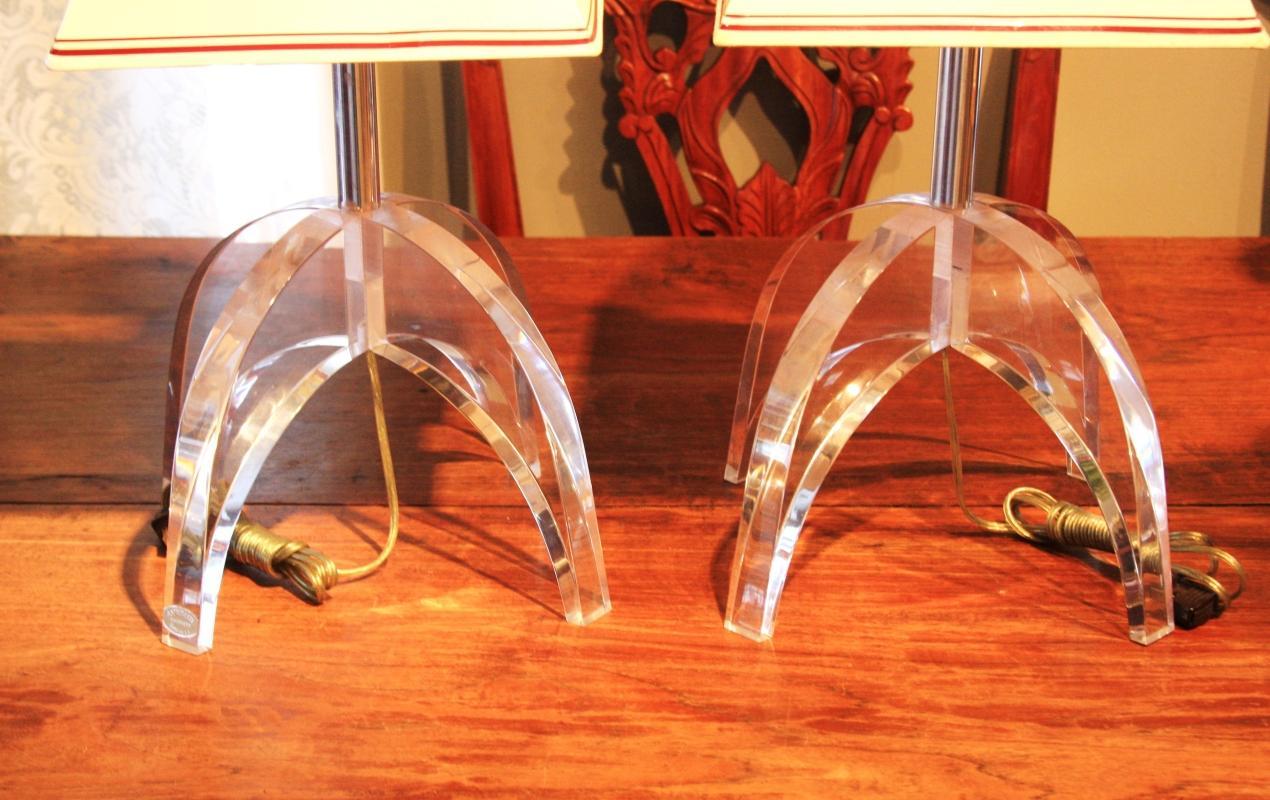 ASTROLITE, Ritts Co. LA; BEST Pair of 1960's LUCITE LAMPS, Mid Century Modern design