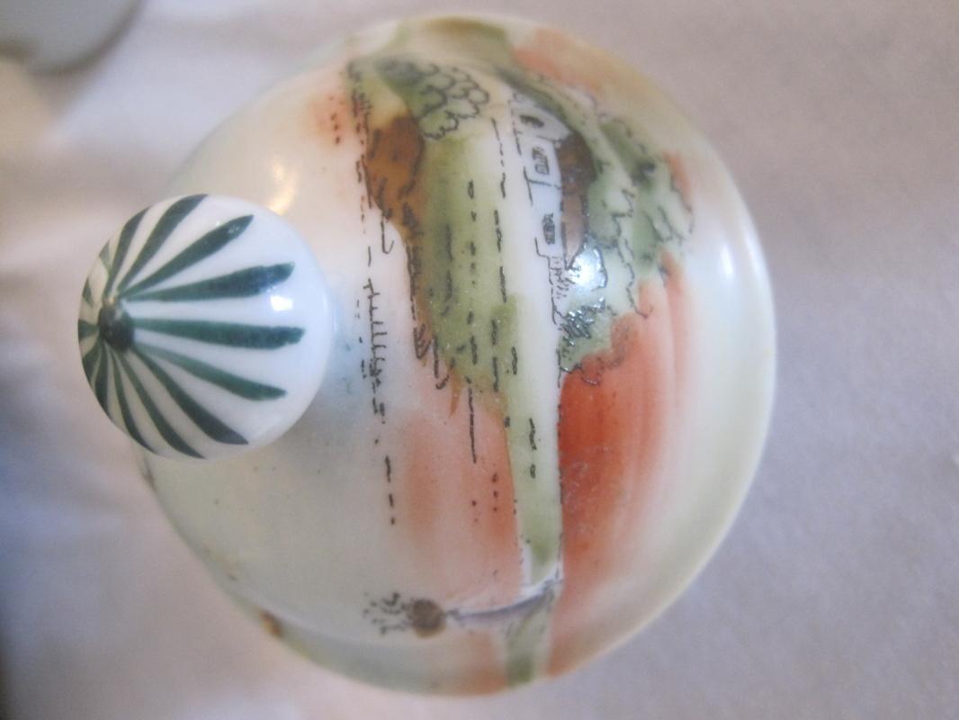 NIPPON CHOCOLATE POT WITH LAKE SCENE-HANDPAINTED MARKED MADE IN NIPPON