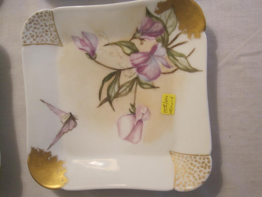 HAVILAND LIMOGES CFH/GDM STAMP STUNNING SNACK SET FOR 4 HAND-PAINTED GILDED