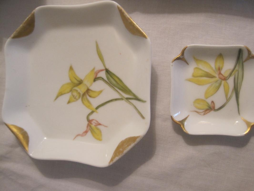 HAVILAND LIMOGES CFH/GDM STAMP STUNNING SNACK SET FOR 4 HAND-PAINTED GILDED