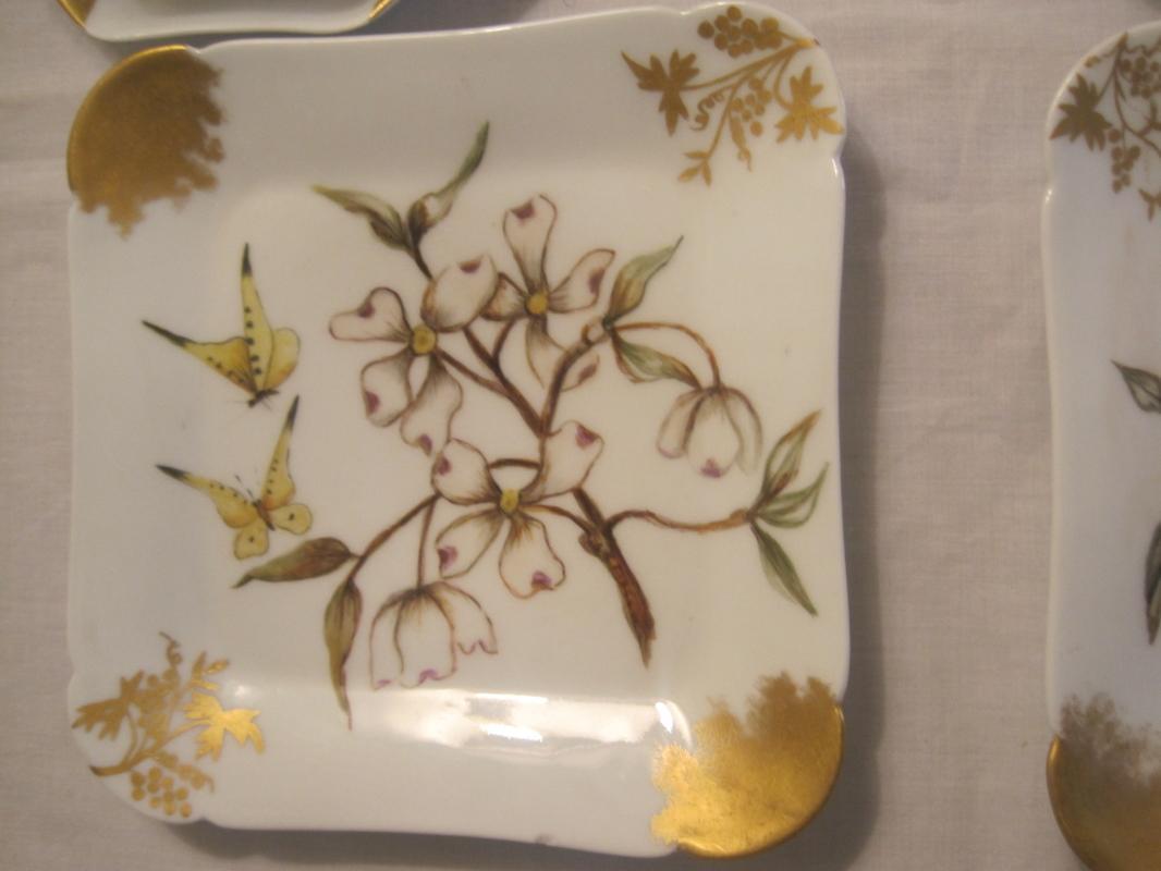HAVILAND LIMOGES CFH/GDM STAMP STUNNING SNACK SET FOR 4 HAND-PAINTED GILDED