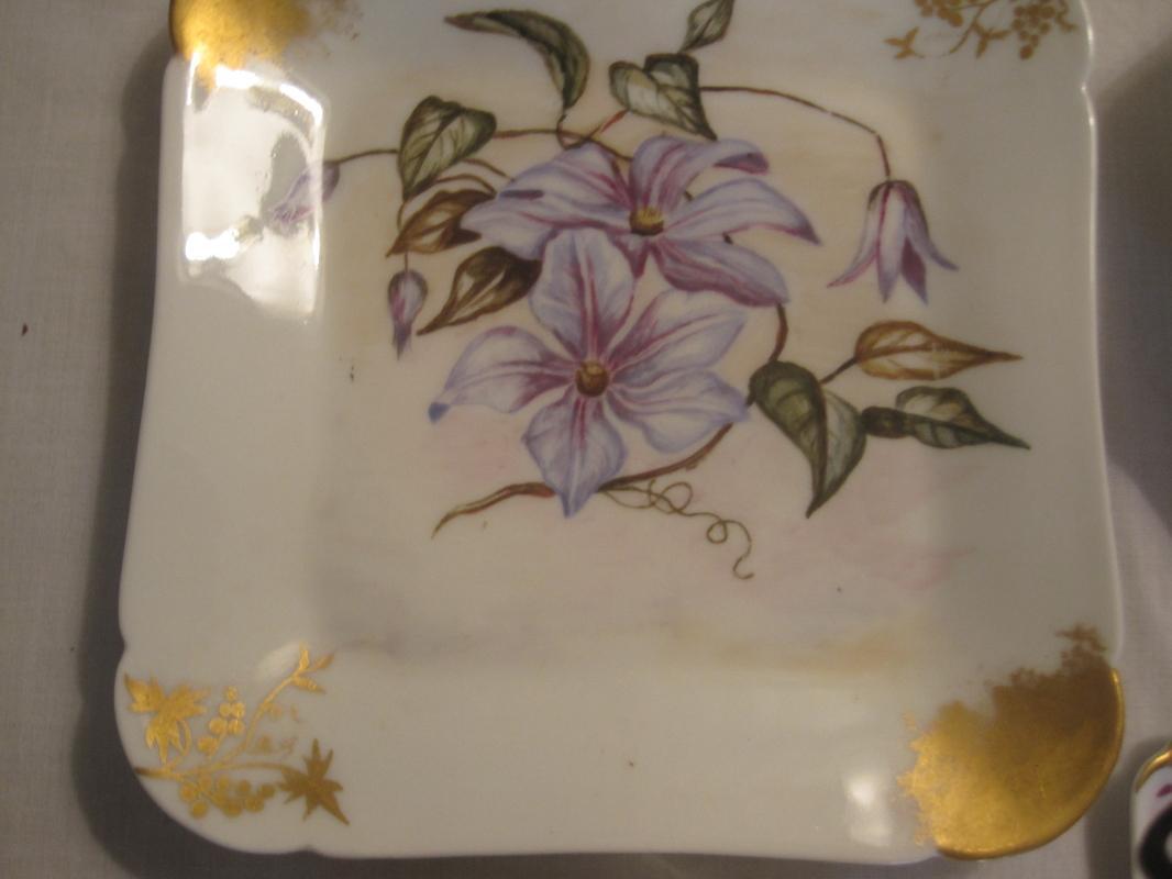 HAVILAND LIMOGES CFH/GDM STAMP STUNNING SNACK SET FOR 4 HAND-PAINTED GILDED