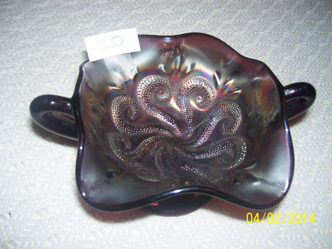 Fenton double handle footed dish