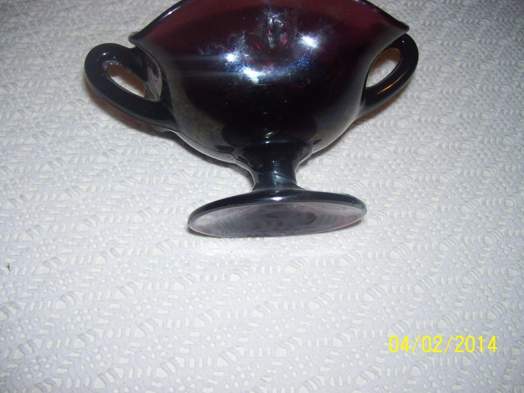 Fenton double handle footed dish