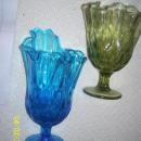 2 footed glass vases