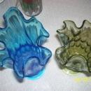 2 footed glass vases