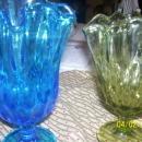 2 footed glass vases