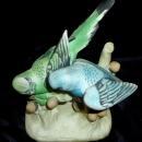 Bisque Statue Of Two Parakeets