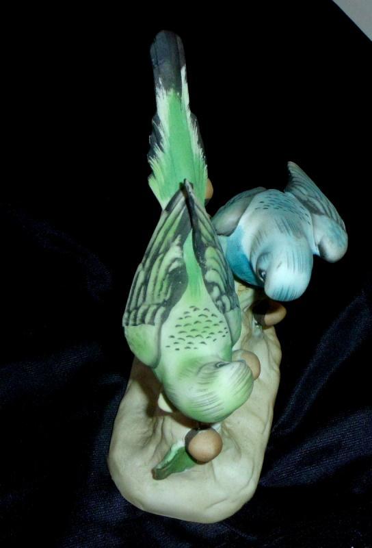 Bisque Statue Of Two Parakeets