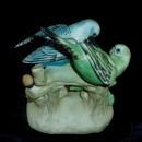 Bisque Statue Of Two Parakeets