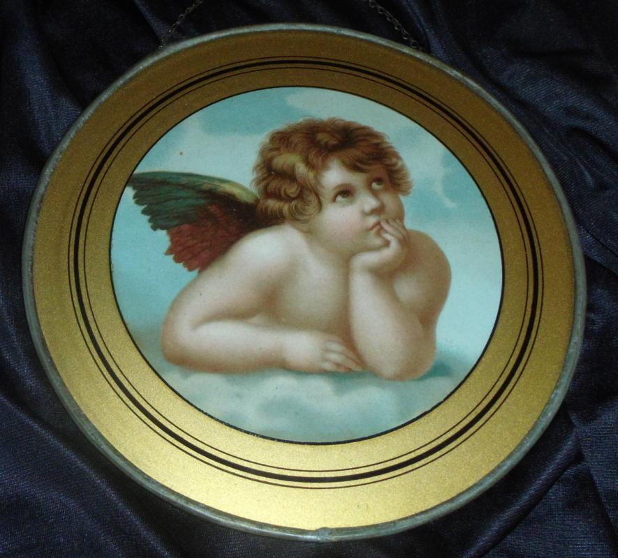 Antique Lithographed Cherub Flue Cover