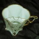 Bone China Mustache Cup, Gold Embelished, Signed Cup & Saucer