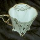 Bone China Mustache Cup, Gold Embelished, Signed Cup & Saucer