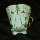 Bone China Mustache Cup, Gold Embelished, Signed Cup & Saucer