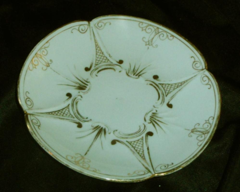 Bone China Mustache Cup, Gold Embelished, Signed Cup & Saucer