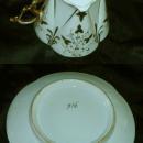 Bone China Mustache Cup, Gold Embelished, Signed Cup & Saucer
