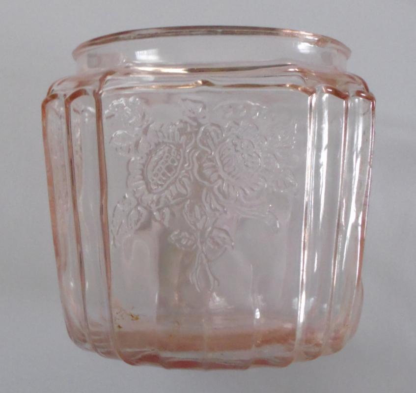 Mayfair Pink Depression Glass Cookie Jar and Lid