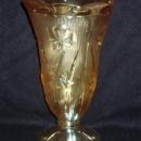 IRIS AND HERRINGBONE CARNIVAL GLASS VASE, MARIGOLD