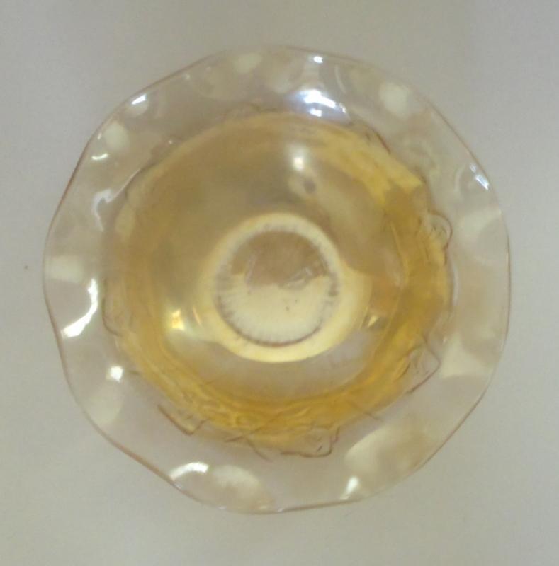 IRIS AND HERRINGBONE CARNIVAL GLASS BOWL, MARIGOLD