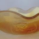 IRIS AND HERRINGBONE CARNIVAL GLASS BOWL, MARIGOLD