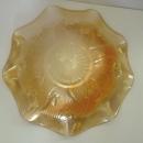 IRIS AND HERRINGBONE CARNIVAL GLASS BOWL, MARIGOLD