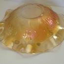 IRIS AND HERRINGBONE CARNIVAL GLASS BOWL, MARIGOLD
