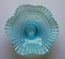LIGHT-BLUE, RUFFLED-EDGE MUMS BOWL
