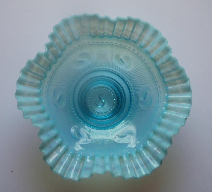 LIGHT-BLUE, RUFFLED-EDGE MUMS BOWL