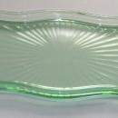 Green Depression Glass Creamer, Sugar Bowl, and Tray