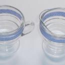 Depression Clear Glass w/ Blue Gold Trim Creamer and Sugar Bowl