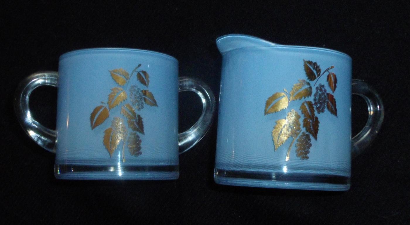 Vintage Creamer and Sugar Bowl - Gold Embellished