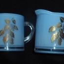 Vintage Creamer and Sugar Bowl - Gold Embellished