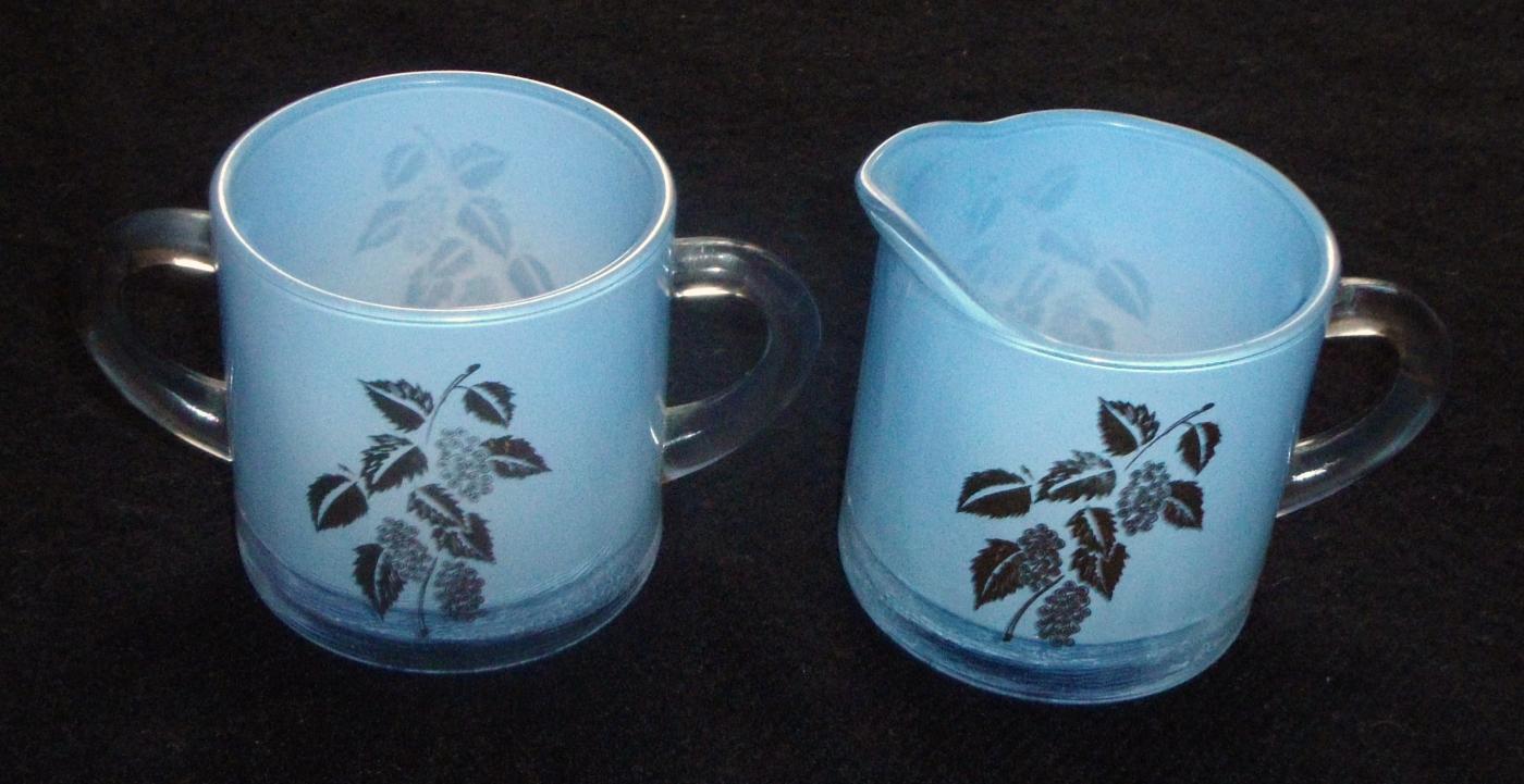 Vintage Creamer and Sugar Bowl - Gold Embellished