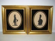 C.& A. Richards Boston Mass. Colonial Man And Colonial Woman Silhouettes