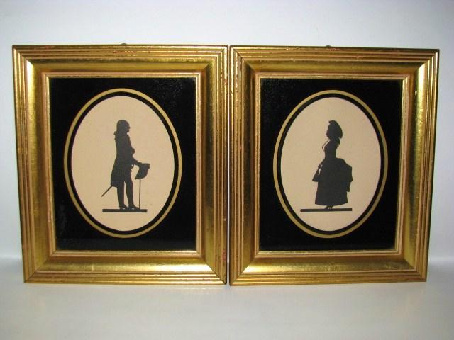 C.& A. Richards Boston Mass. Colonial Man And Colonial Woman Silhouettes