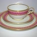 Royal Worcester England Elegant Pink & Gold Decorated 3 Piece Place Setting