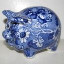 Kent Staffordshire England Louis 14th. Blue Chintz Piggy Bank