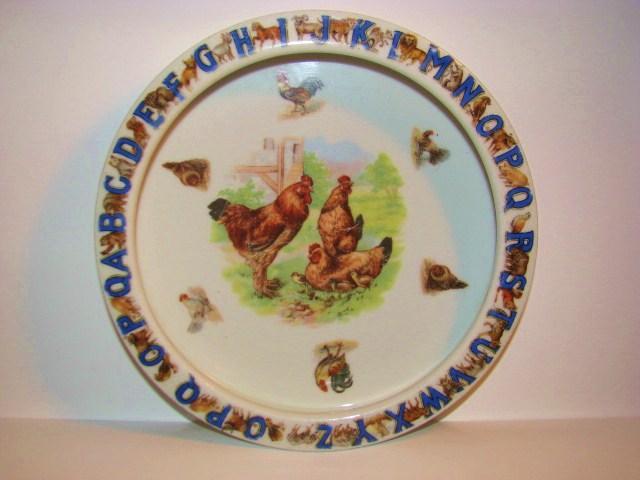 ABC Germany Alphabet Rooster & Hens Childs Bowl