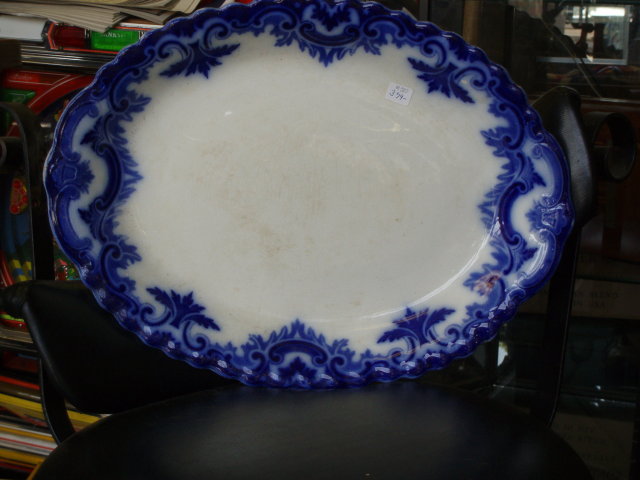 flow blue platter by clifton circa 1870