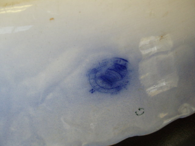 flow blue platter by clifton circa 1870