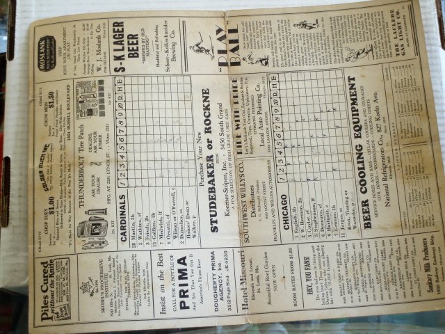 1940 scorecard browns vs. red soxs
