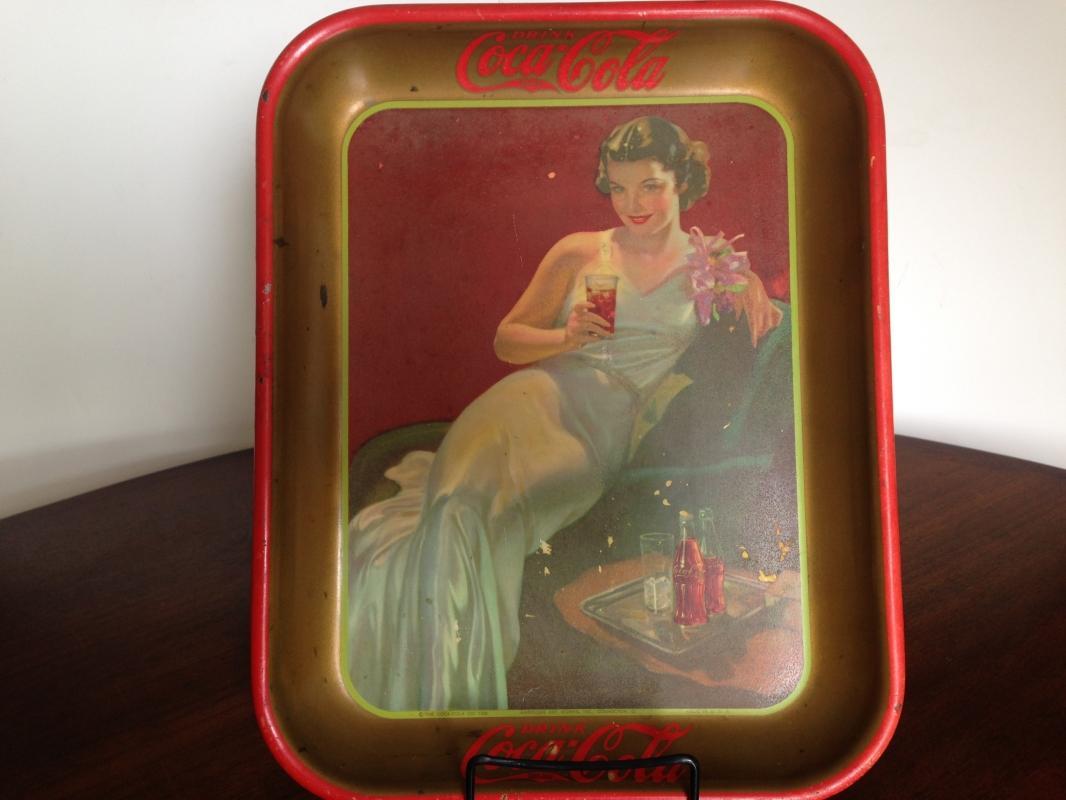 1936 Coca-Cola Advertising Tray (Beautiful Lounging Lady)