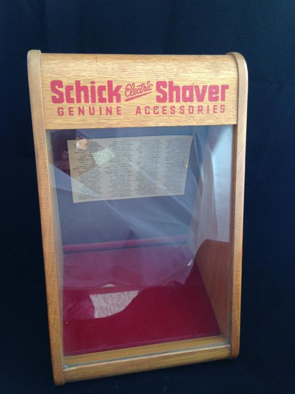 Schick Wood and Glass Display Case 1950's (Vintage)