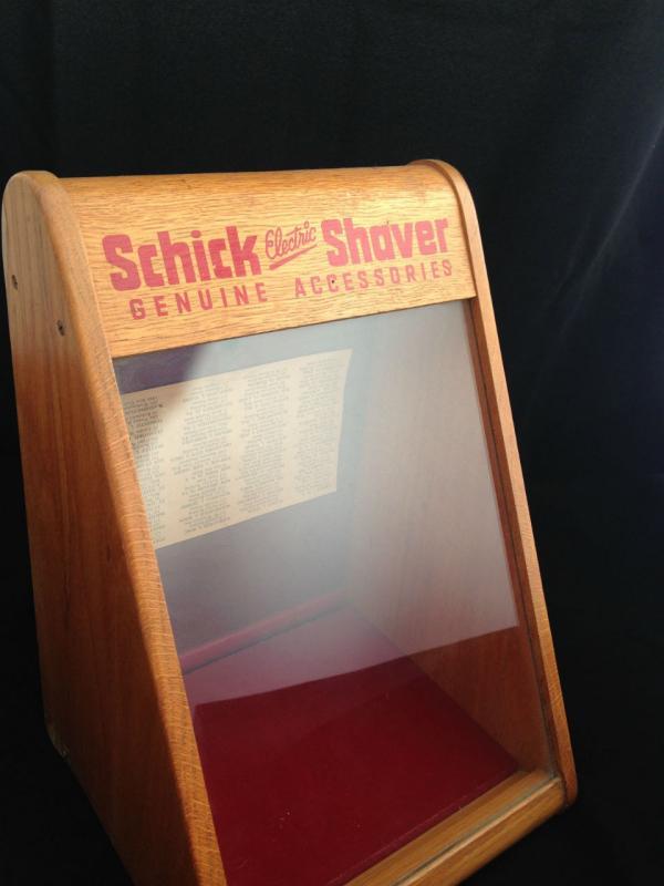 Schick Wood and Glass Display Case 1950's (Vintage)