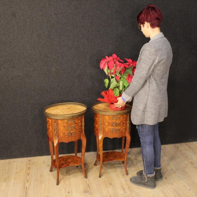 20th Century Pair Of French Inlaid Bedside Tables
