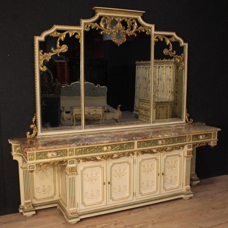 20th Century Italian Lacquered Sideboard With Mirror