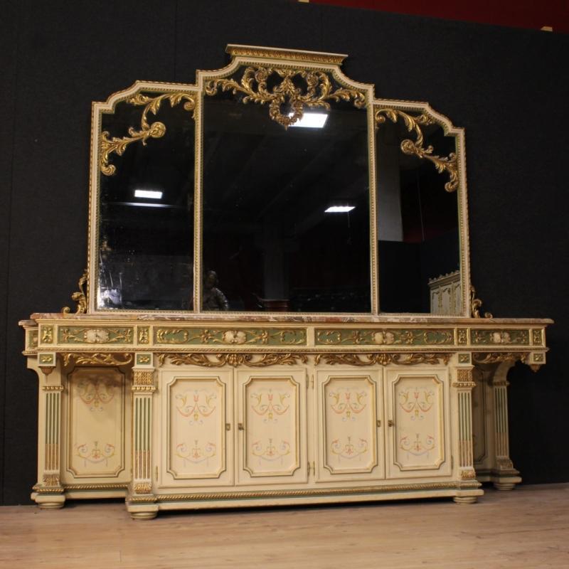 20th Century Italian Lacquered Sideboard With Mirror