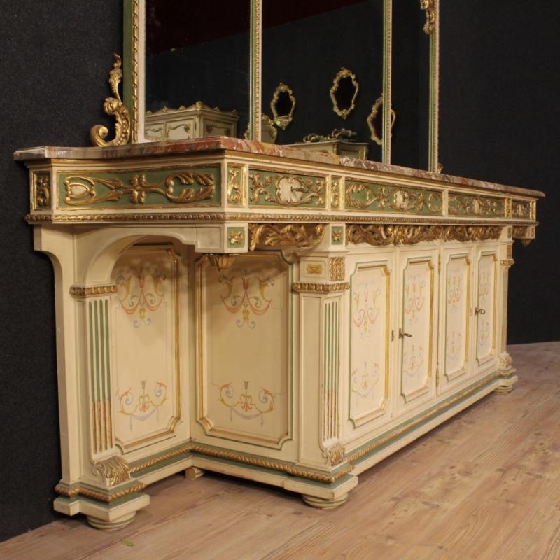 20th Century Italian Lacquered Sideboard With Mirror
