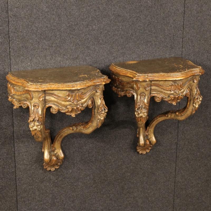 20th Century Pair Of Italian Shelves In Silver Wood