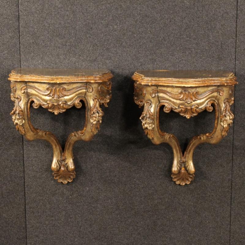 20th Century Pair Of Italian Shelves In Silver Wood